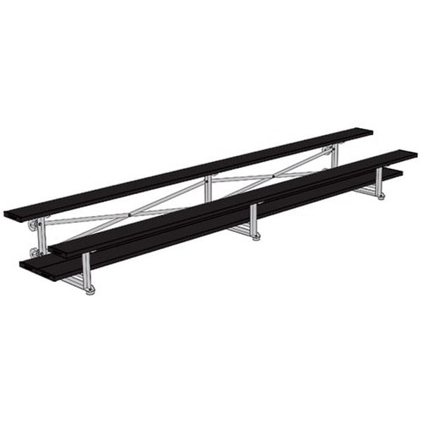 Bleacher - 15 ft. (2 Row - Double Foot Plank) - Tip & Roll (Powder Coated) Black 