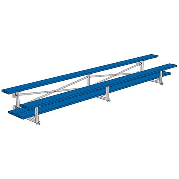 Bleacher - 15 ft. (2 Row - Double Foot Plank) - Tip & Roll (Powder Coated) Blue