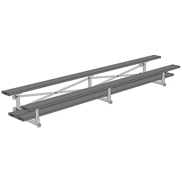 Bleacher - 15 ft. (2 Row - Double Foot Plank) - Tip & Roll (Powder Coated) Gray