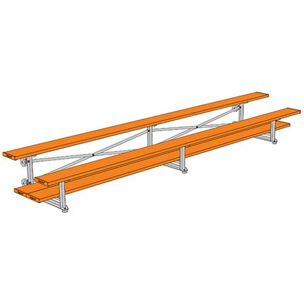 Bleacher - 15 ft. (2 Row - Double Foot Plank) - Tip & Roll (Powder Coated) Orange