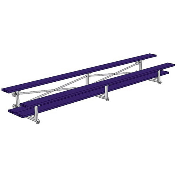 Bleacher - 15 ft. (2 Row - Double Foot Plank) - Tip & Roll (Powder Coated) Purple