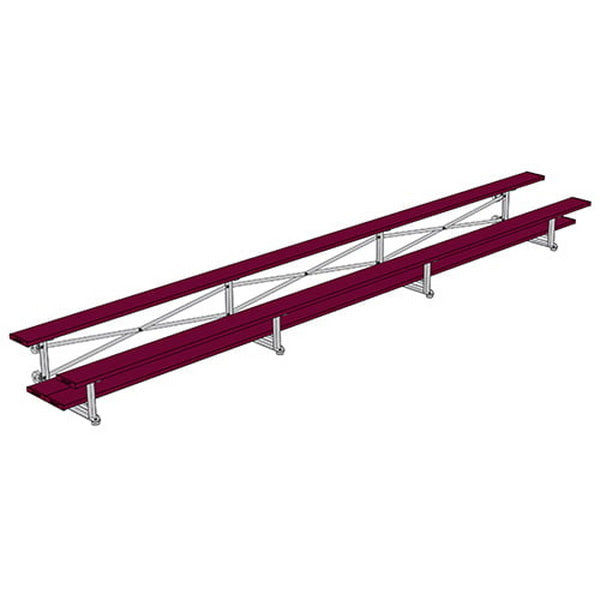 Bleacher - 21 ft. (2 Row - Double Foot Plank) - Tip & Roll Maroon