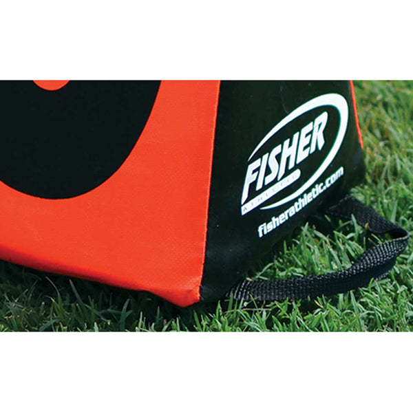 Fisher Athletic Football Triangular Sideline Marker Black Number on Orange Set Close Up