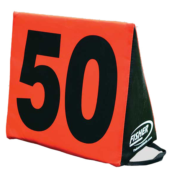 Fisher Athletic Football Triangular Sideline Marker Black Number on Orange Set