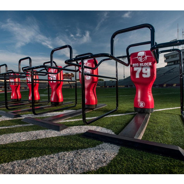 Rogers Athletic Big Block Stand Up Football Blocking Dummy In The Field