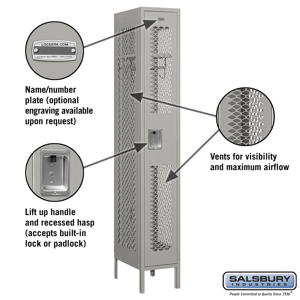 Salsbury 12" Wide Single Tier Vented Metal Locker - 1 Wide