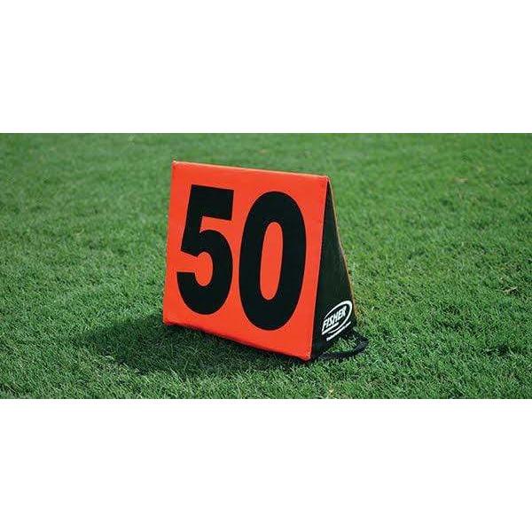 Fisher Athletic Football Triangular Sideline Marker Black Number on Orange Set